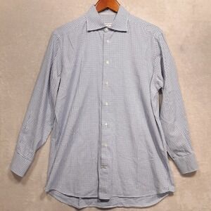 Angelo Nardelli Mens Long Sleeve Button Down Shirt Sz.M/Blue/Gingham Style/Check